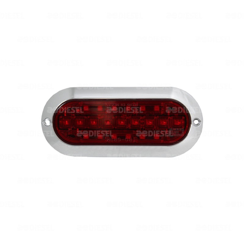 PLAFÓN 12/24V 21 LED OVALADO ROJO CROMADO PLANO ESTROBO