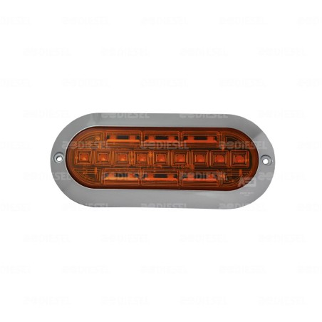 PLAFÓN 12/24V 21 LED OVALADO ÁMBAR CROMADO PLANO ESTROBO