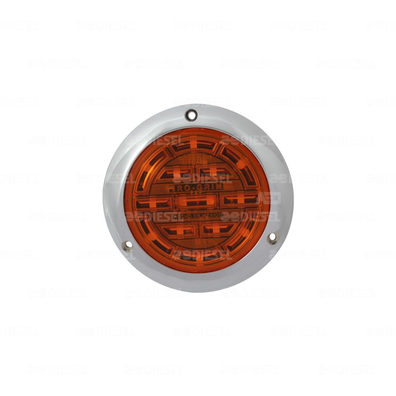 PLAFÓN 12/24V 14 LED 4" ÁMBAR CROMADO PLANO ESTROBO