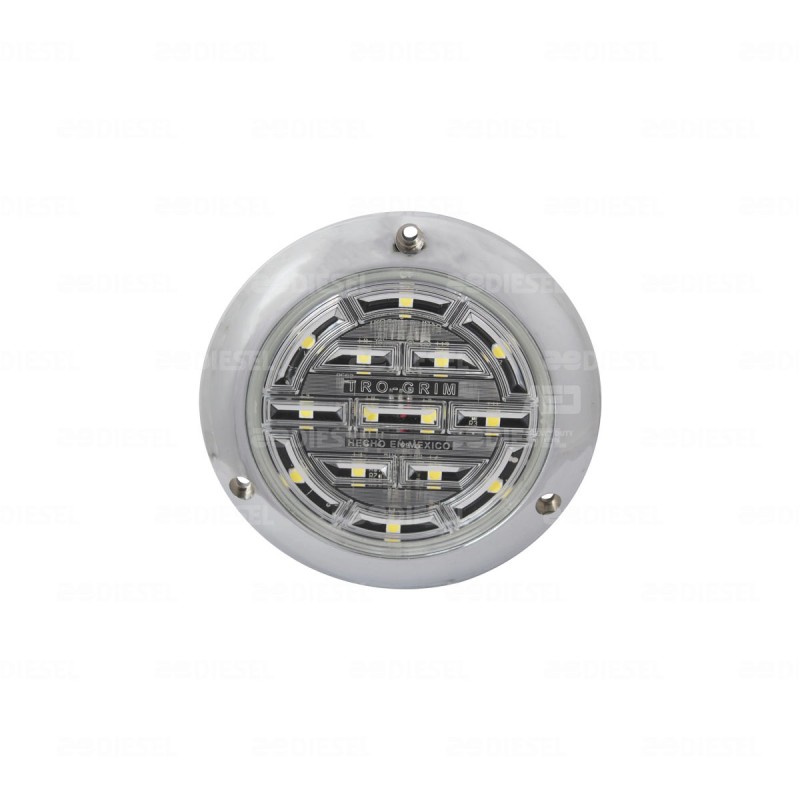 PLAFÓN 12/24V 14 LED 4" BLANCO CROMADO PLANO ESTROBO