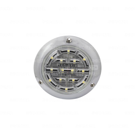 PLAFÓN 12/24V 14 LED 4" BLANCO CROMADO PLANO ESTROBO
