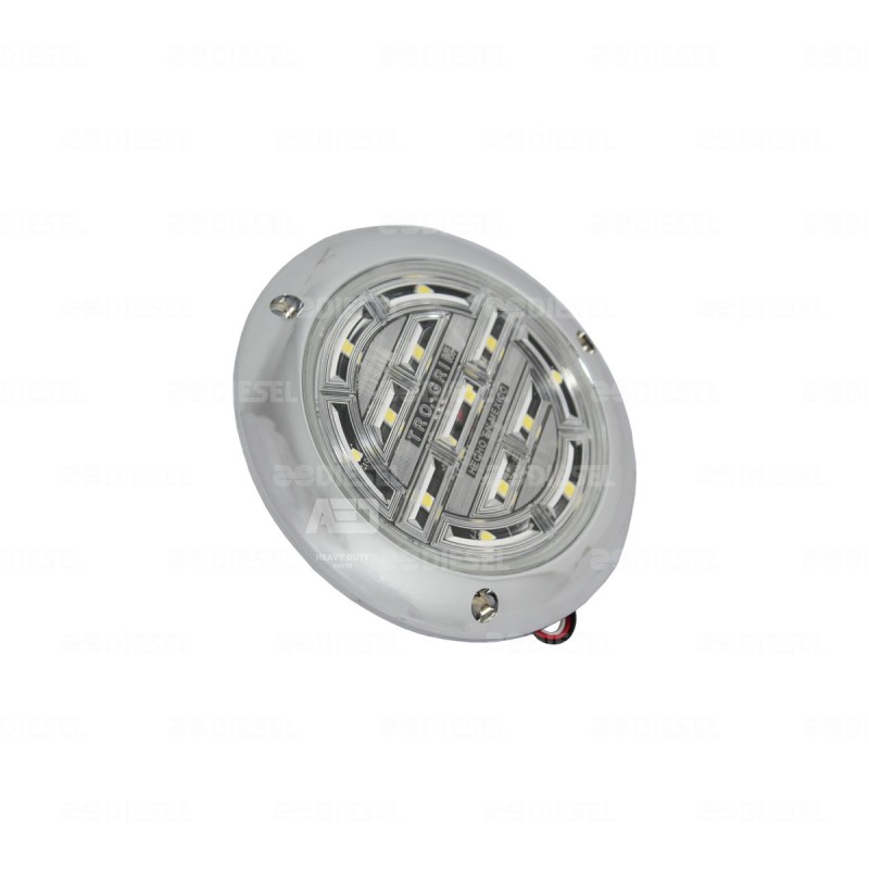 PLAFÓN 12/24V 14 LED 4" BLANCO CROMADO PLANO ESTROBO