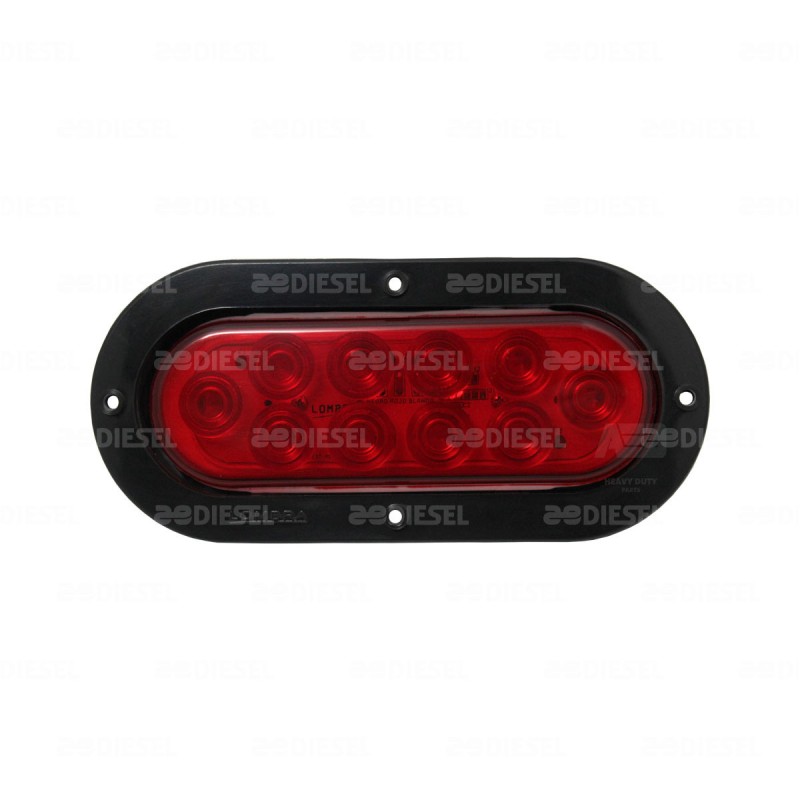 PLAFÓN 12V 10 LEDS OVALADO 6" ROJO STROB C/C