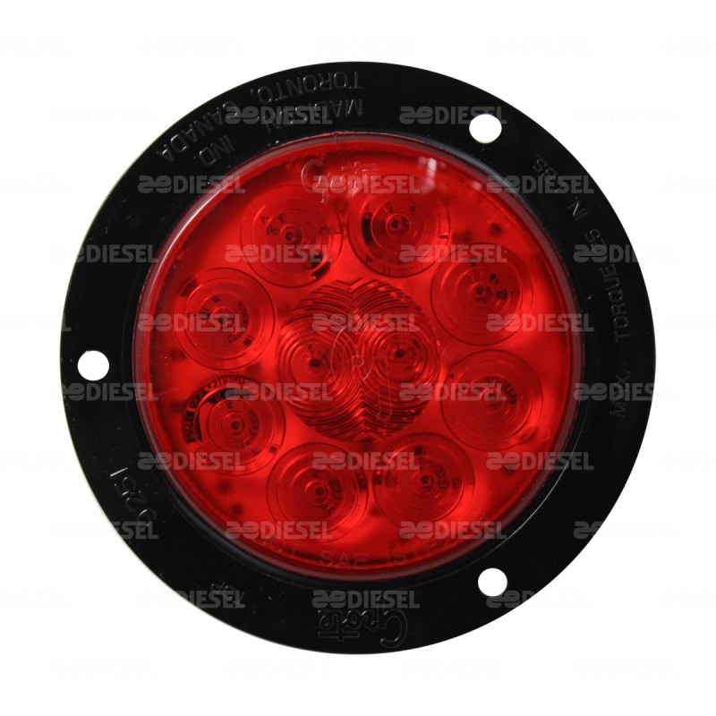 PLAFÓN 12V 10 LED 4" ROJO BISEL NEGRO CON CONECTOR