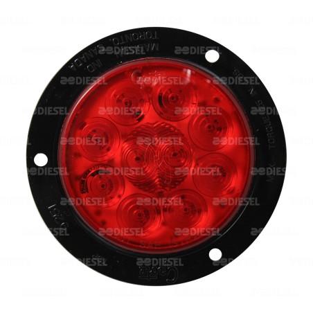 PLAFÓN 12V 10 LED 4" ROJO BISEL NEGRO CON CONECTOR