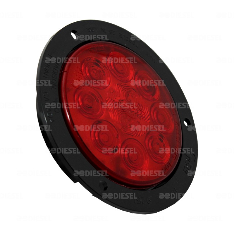 PLAFÓN 12V 10 LED 4" ROJO BISEL NEGRO CON CONECTOR