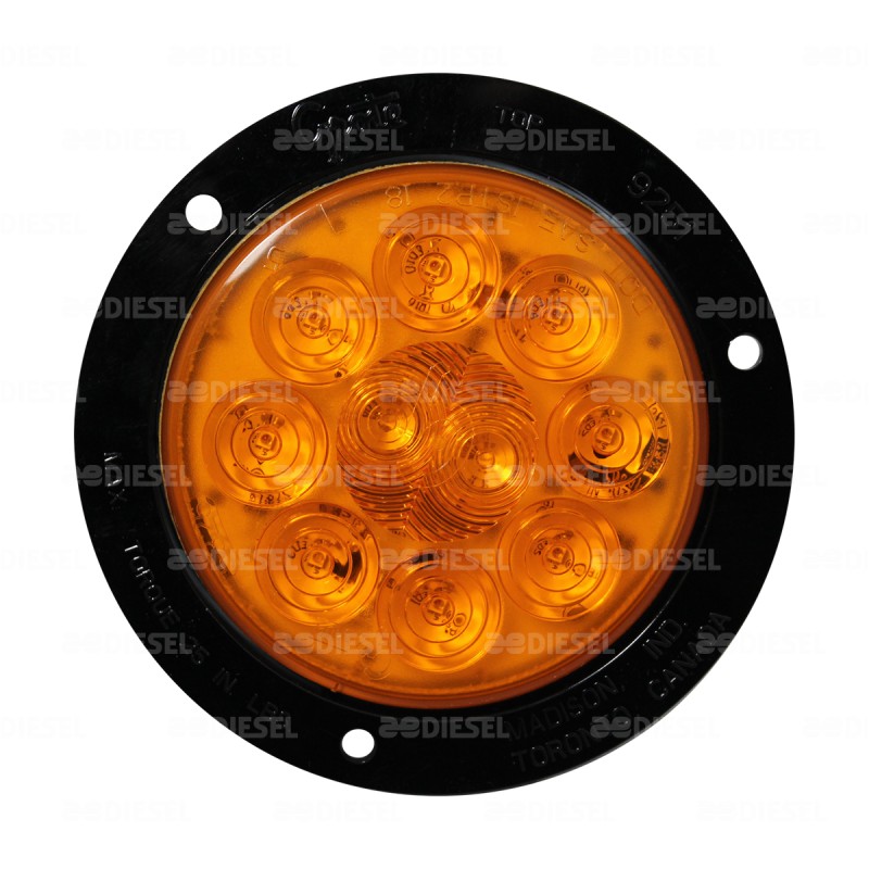 PLAFÓN 12V 10 LED 4" ÁMBAR BISEL NEGRO CON CONECTOR