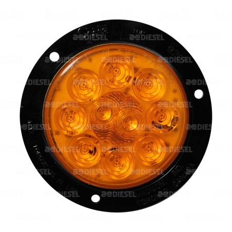 PLAFÓN 12V 10 LED 4" ÁMBAR BISEL NEGRO CON CONECTOR
