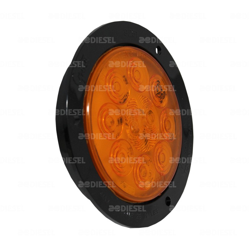 PLAFÓN 12V 10 LED 4" ÁMBAR BISEL NEGRO CON CONECTOR
