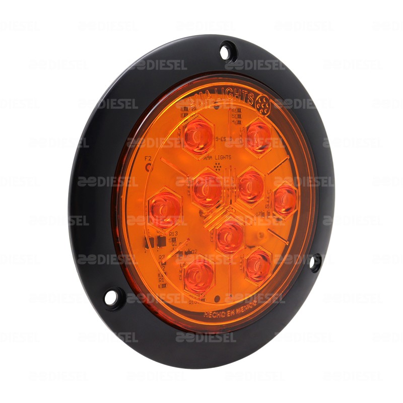 PLAFÓN 12V 9 LED 4" ÁMBAR NEGRO ALTA/BAJA