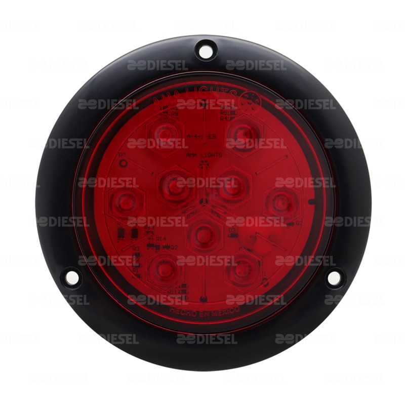 PLAFÓN 12V 9 LED 4" ROJO NEGRO ALTA/BAJA