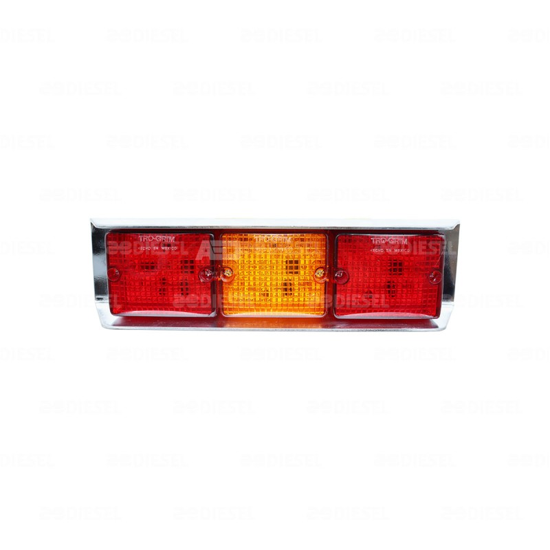 PLAFÓN 12/24V 60 LED BLINDADO ROJO/ÁMBAR CROMADO ESTROBO