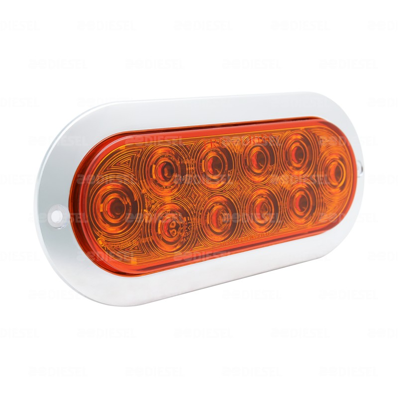 PLAFÓN 12/24V 10 LED OVALADO ÁMBAR CROMADO ESTROBO