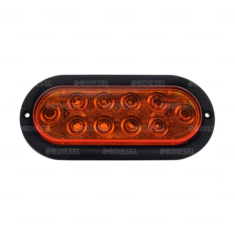 PLAFÓN 12/24V 10 LED OVALADO ÁMBAR NEGRO ESTROBO