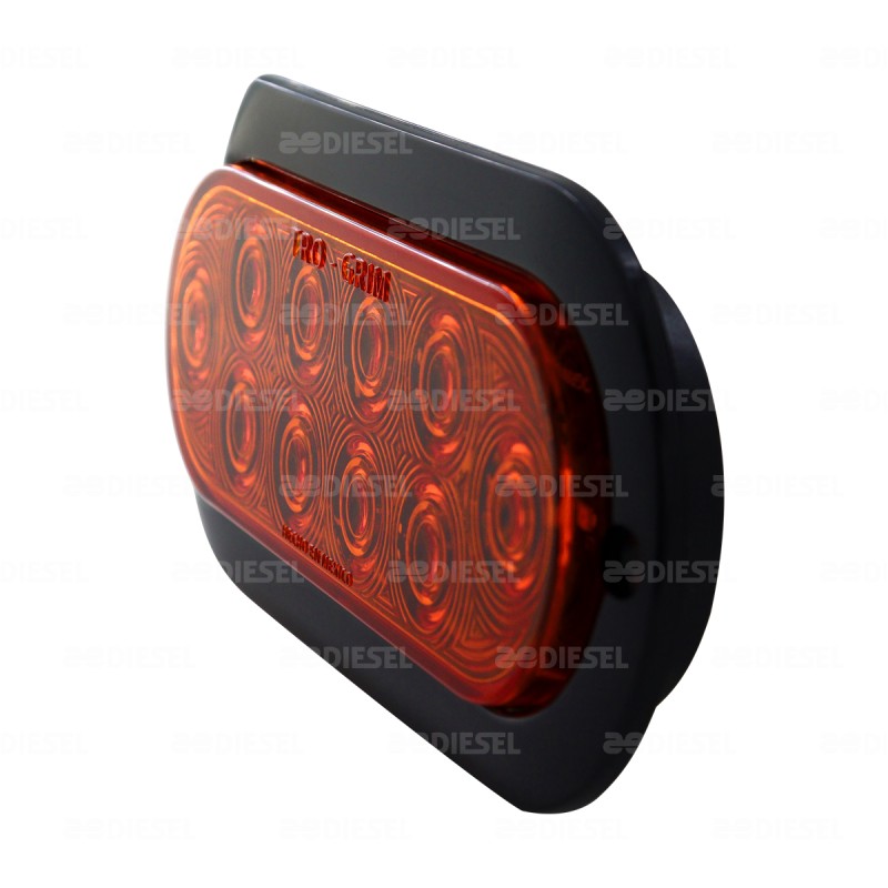 PLAFÓN 12/24V 10 LED OVALADO ÁMBAR NEGRO ESTROBO