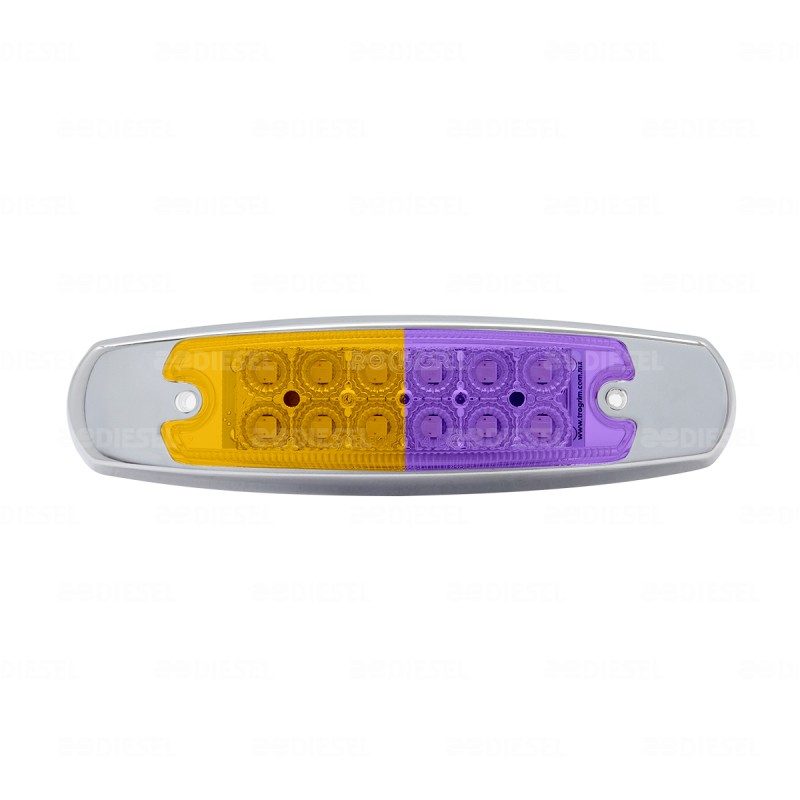 PLAFÓN 12/24V 12LED ÁMBAR/MORADO FIJA CROMADO