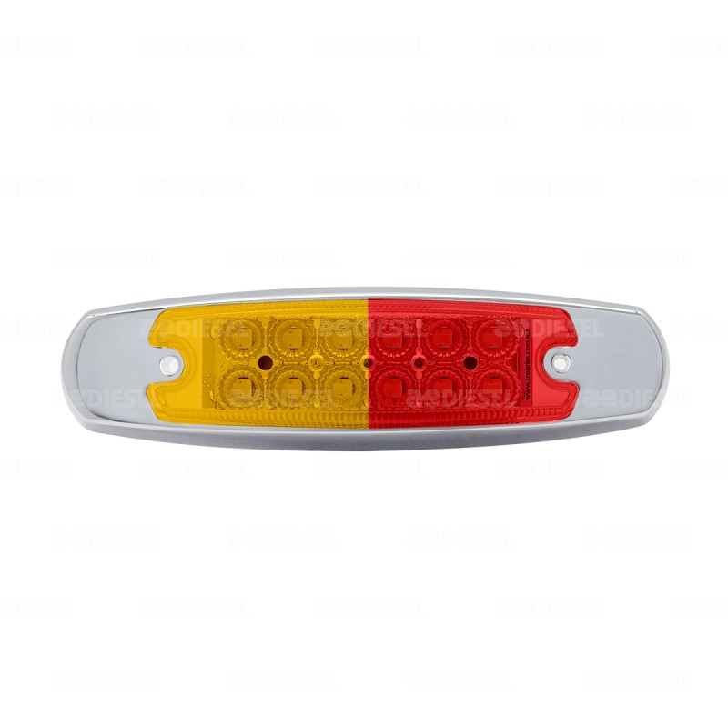 PLAFÓN 12/24V 12LED ÁMBAR/ROJO FIJA CROMADO