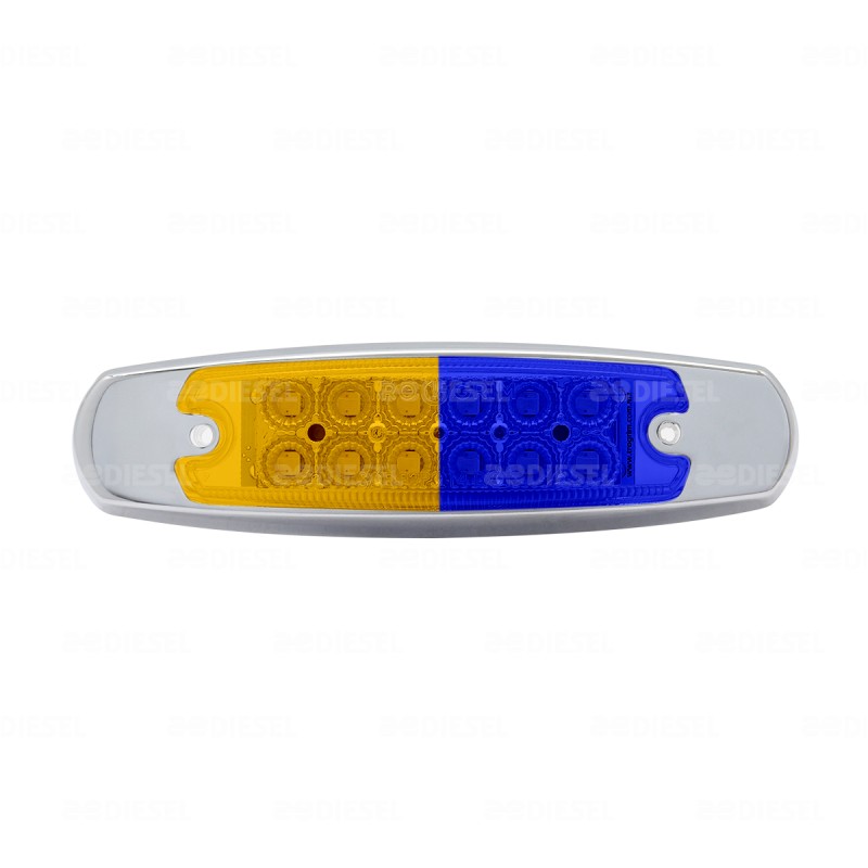 PLAFÓN 12/24V 12LED ÁMBAR/AZUL FIJA CROMADO
