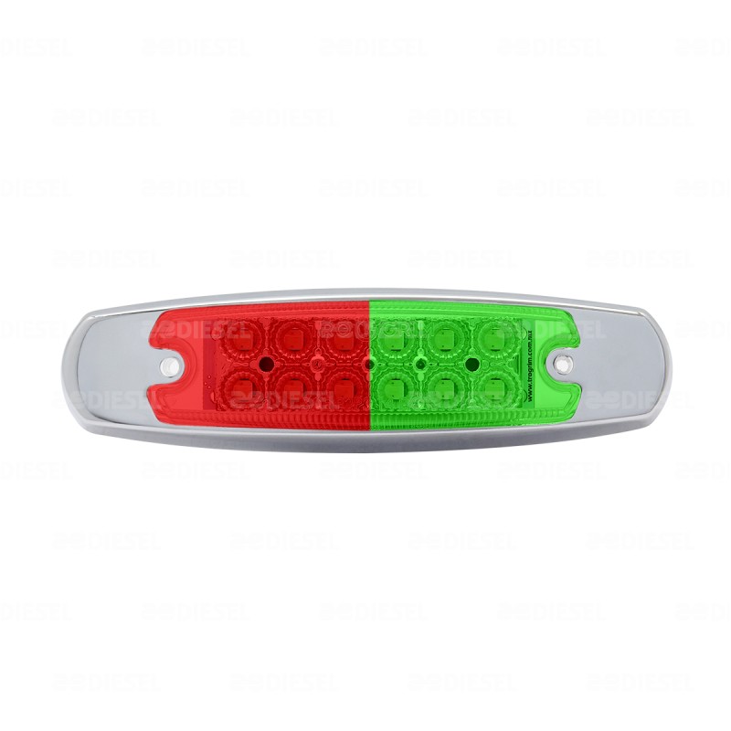 PLAFÓN 12/24V 12LED ROJO/VERDE FIJA CROMADO