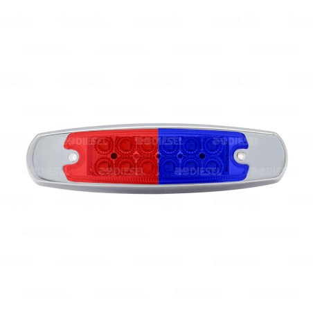 PLAFÓN 12/24V 12LED ROJO/AZUL FIJA CROMADO