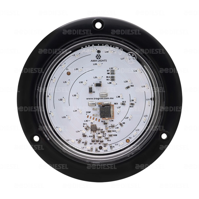 PLAFÓN 12/24V 39 LED 4" ÁMBAR/ROJO NEGRO ESTROBO