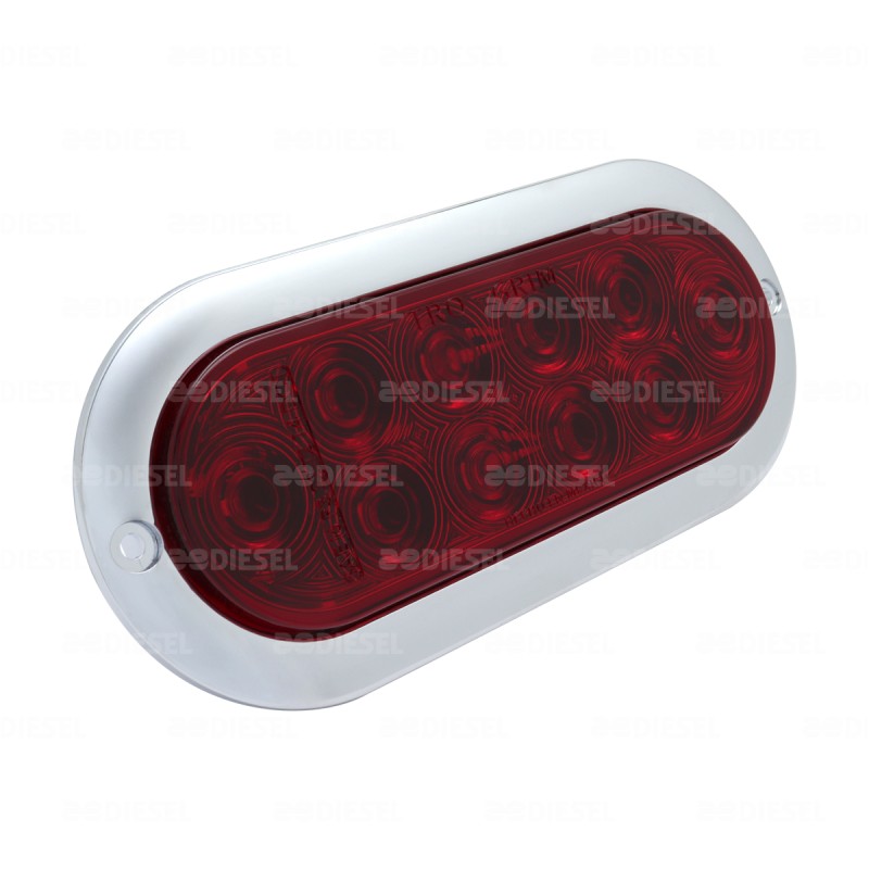 PLAFÓN 12/24V 10 LED OVALADO ROJO CROMADO ALTA/BAJA/FIJA