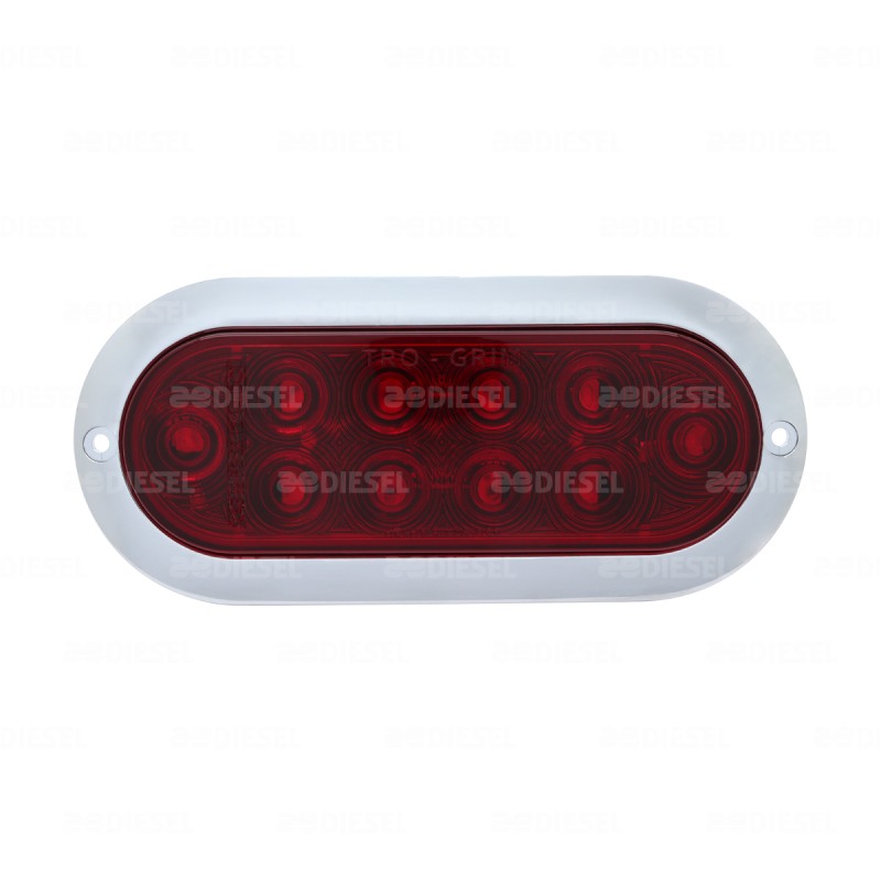 PLAFÓN 12/24V 10 LED OVALADO ROJO CROMADO ESTROBO