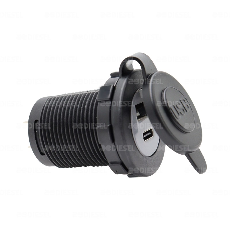 ADAPTADOR USB 2PTO A+C 12/24V C/LUZ AZUL