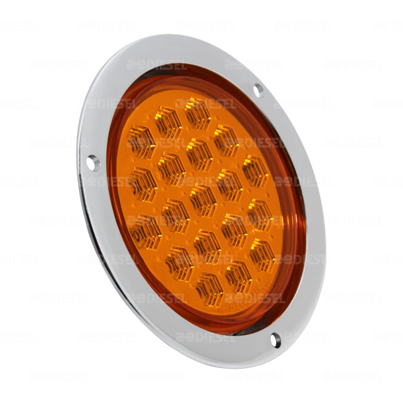 PLAFÓN 10V/30V LED ÁMBAR 4" BISEL CROMADO
