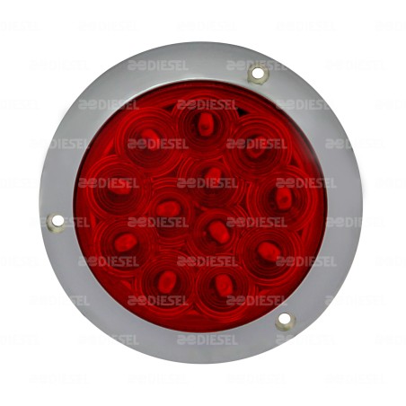 PLAFÓN 12V 12 LED 4" ROJO CROMADO MOVIMIENTO/ESTROBO