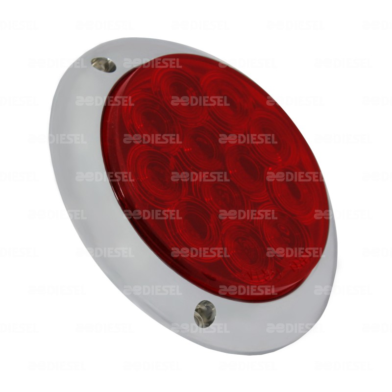 PLAFÓN 12V 12 LED 4" ROJO CROMADO MOVIMIENTO/ESTROBO