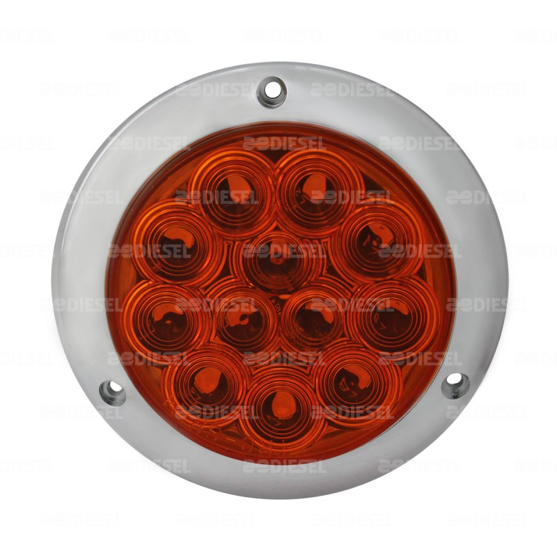 PLAFÓN 12V 12 LED 4" ÁMBAR CROMADO MOVIMIENTO/ESTROBO