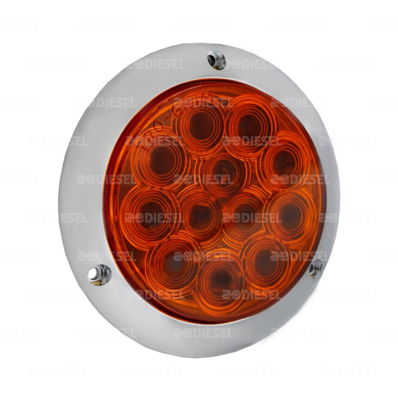 PLAFÓN 12V 12 LED 4" ÁMBAR CROMADO MOVIMIENTO/ESTROBO