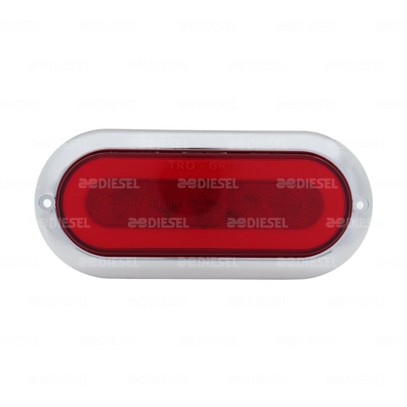 PLAFÓN 12/24V 6 LED OVALADO ROJO NEÓN CROMADO ESTROBO