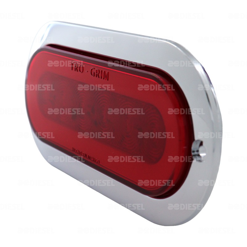 PLAFÓN 12/24V 6 LED OVALADO ROJO NEÓN CROMADO ESTROBO