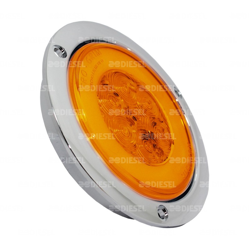 PLAFÓN 12/24V 6 LED 4" ÁMBAR NEÓN CROMADO ALTA/BAJA/FIJA