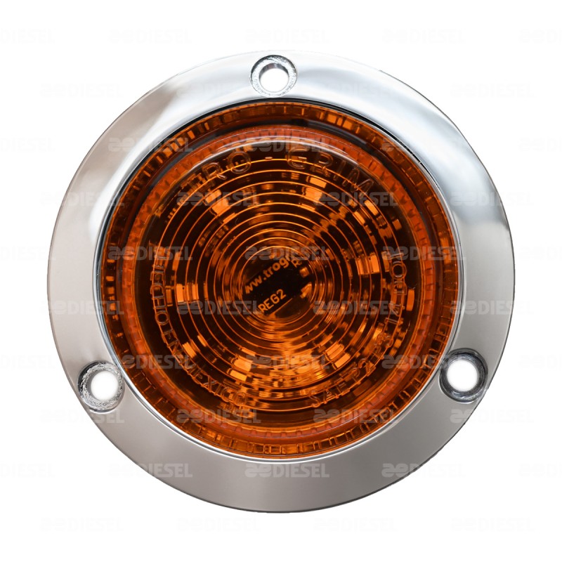 PLAFÓN 12/24V 6 LED 2 1/2"  ÁMBAR CROMADO FIJA