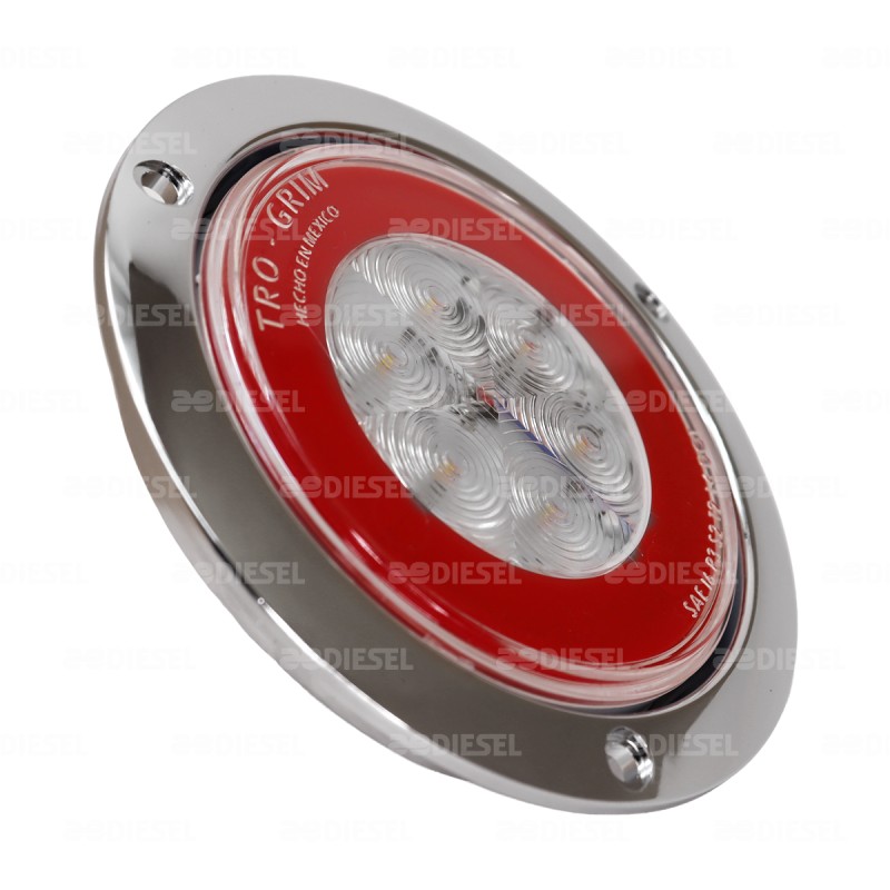 PLAFÓN 12/24V 6 LED 4" ROJO/BLANCO NEÓN CROMADO REVERSA/STOP