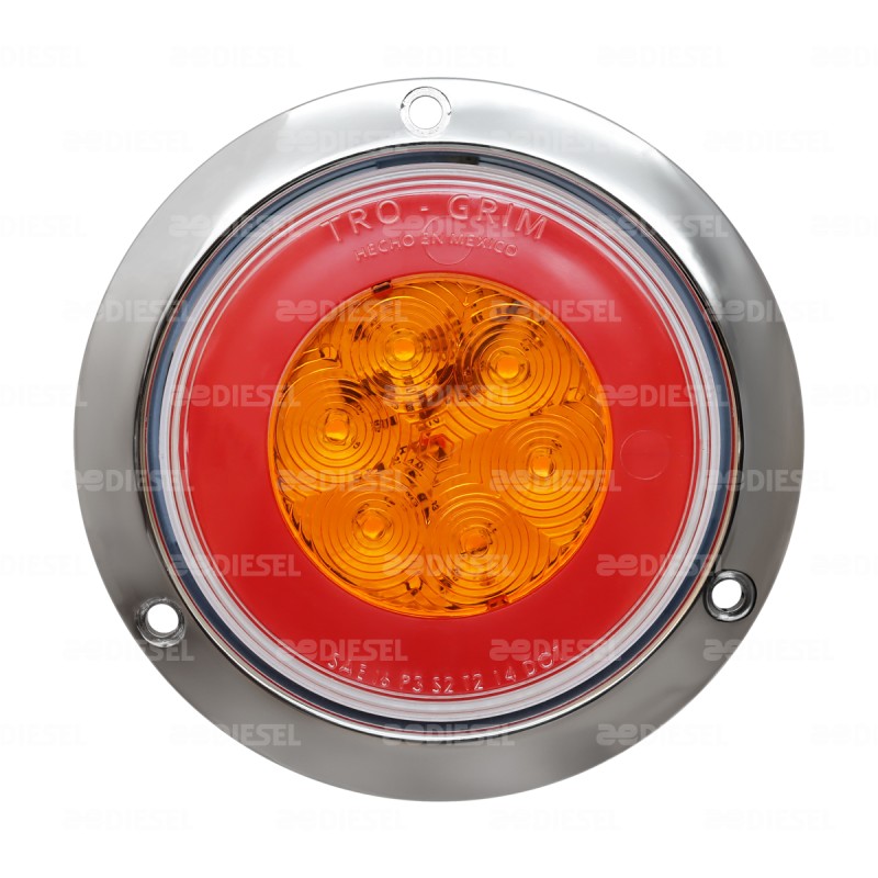 PLAFÓN 12/24V 6 LED 4" ROJO/ÁMBAR NEÓN CROMADO DIRECCIONAL/STOP