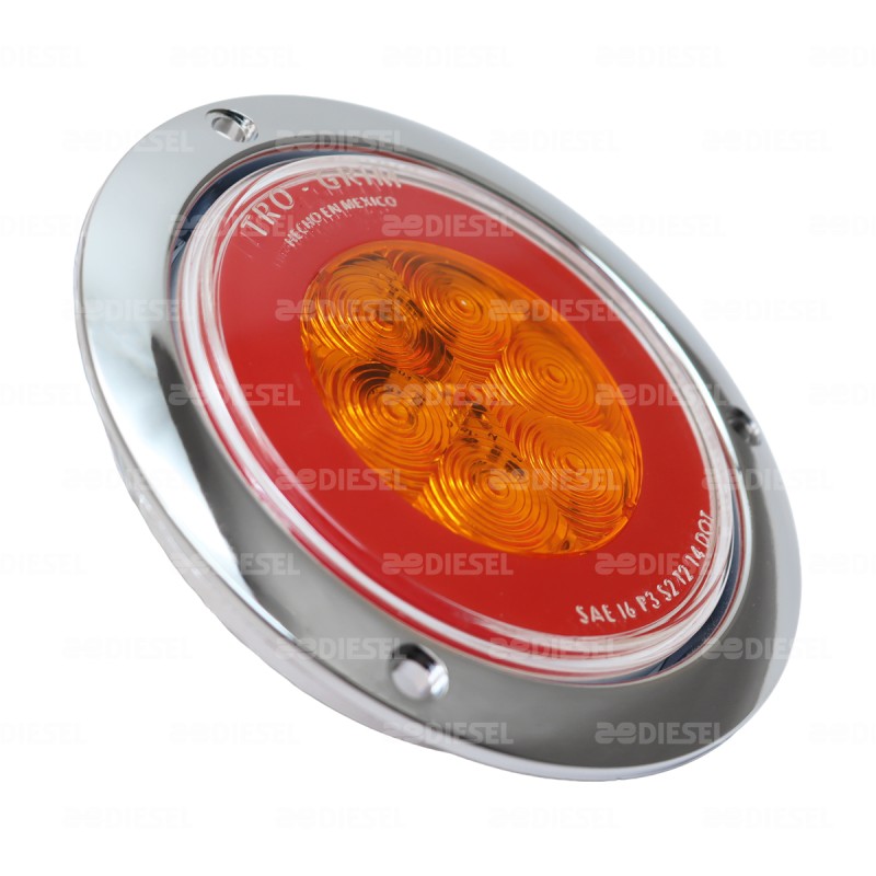 PLAFÓN 12/24V 6 LED 4" ROJO/ÁMBAR NEÓN CROMADO DIRECCIONAL/STOP
