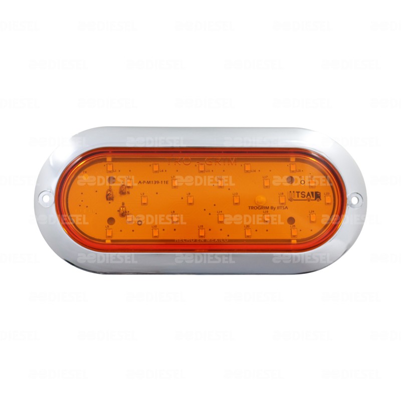 PLAFÓN 12/24V 25 LED OVALADO ÁMBAR FLECHA DERECHO CROMADO DIRECCIONAL