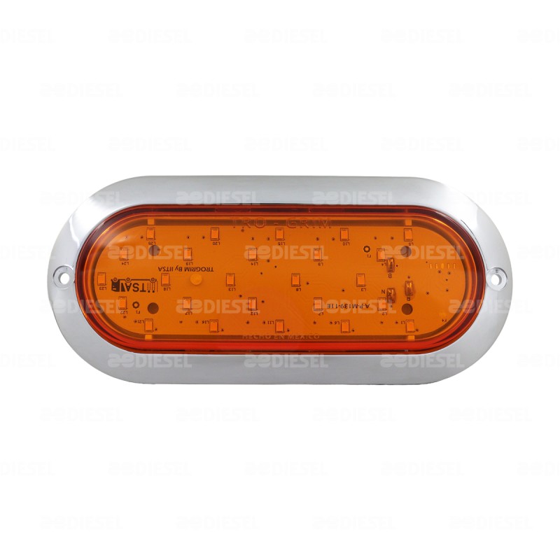 PLAFÓN 12/24V 25 LED OVALADO ÁMBAR FLECHA IZQUIERDO CROMADO DIRECCIONAL
