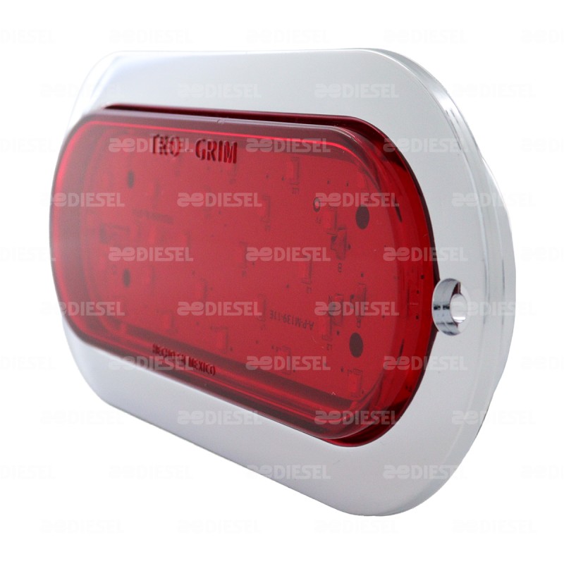 PLAFÓN 12/24V 25 LED OVALADO ROJO FLECHA IZQUIERDO CROMADO DIRECCIONAL
