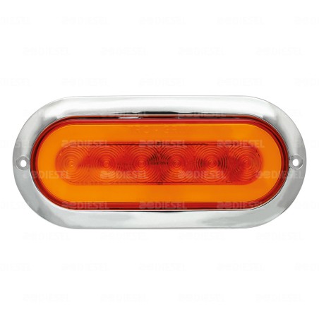 PLAFÓN 12/24V 6 LED OVALADO ÁMBAR NEÓN CROMADO ESTROBO