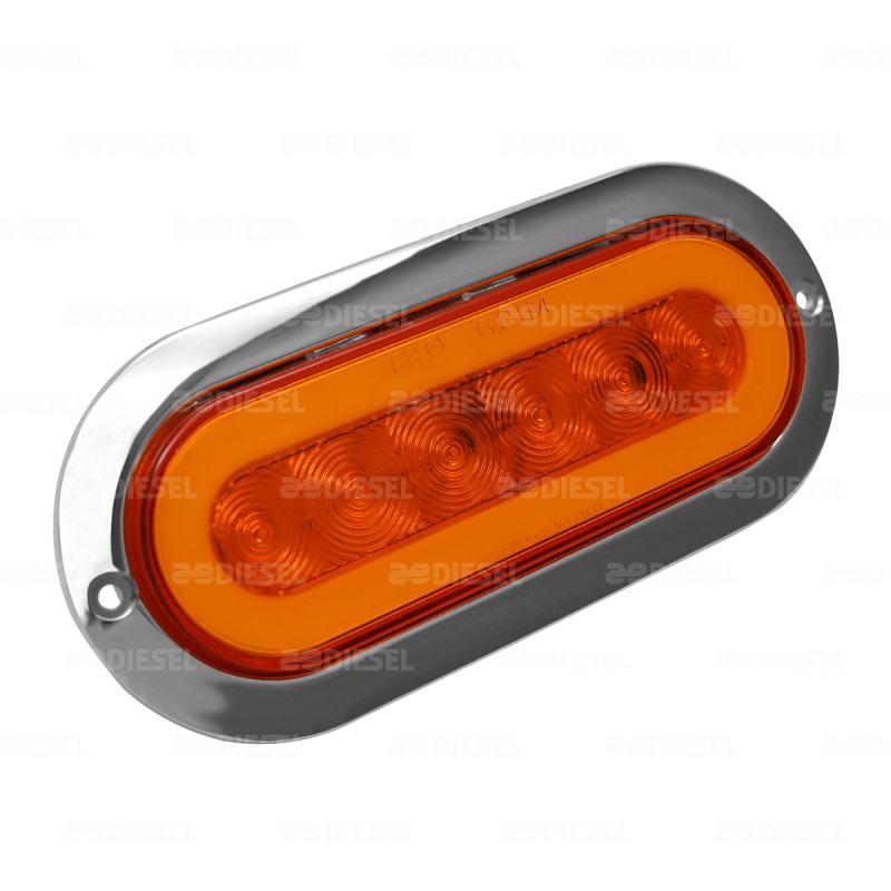 PLAFÓN 12/24V 6 LED OVALADO ÁMBAR NEÓN CROMADO ESTROBO