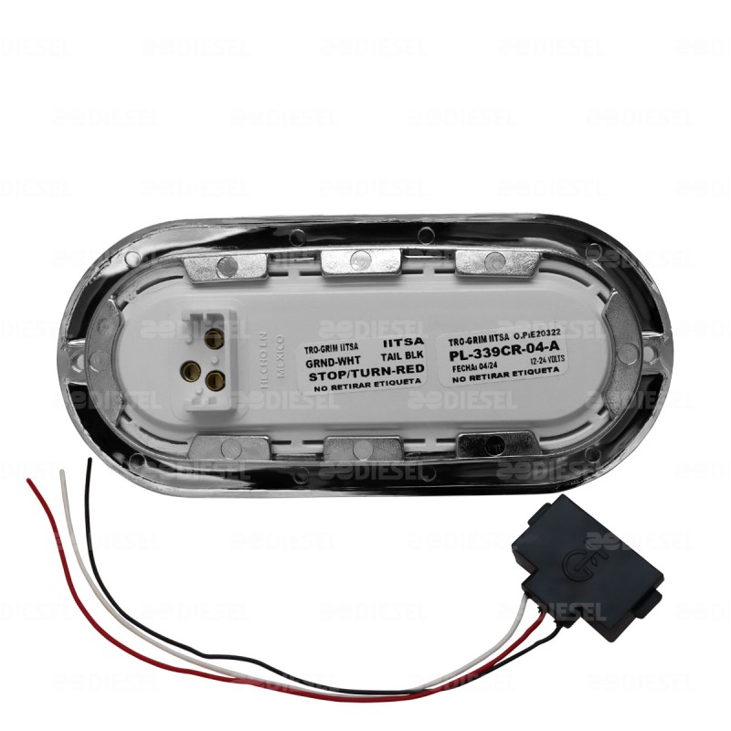 PLAFÓN 12/24V 6 LED OVALADO ÁMBAR NEÓN CROMADO ESTROBO