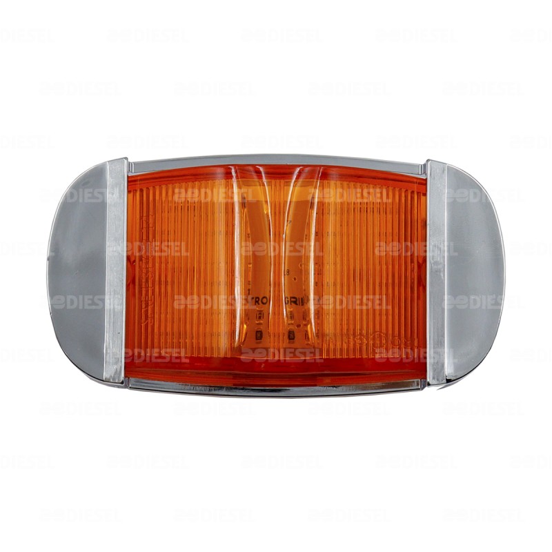 PLAFÓN 12/24V LED ÁMBAR LATERAL ALTA/BAJA BISEL CROMADO