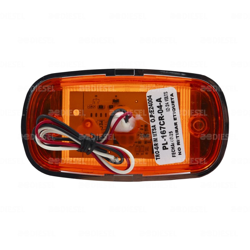 PLAFÓN 12/24V LED ÁMBAR LATERAL ALTA/BAJA BISEL CROMADO