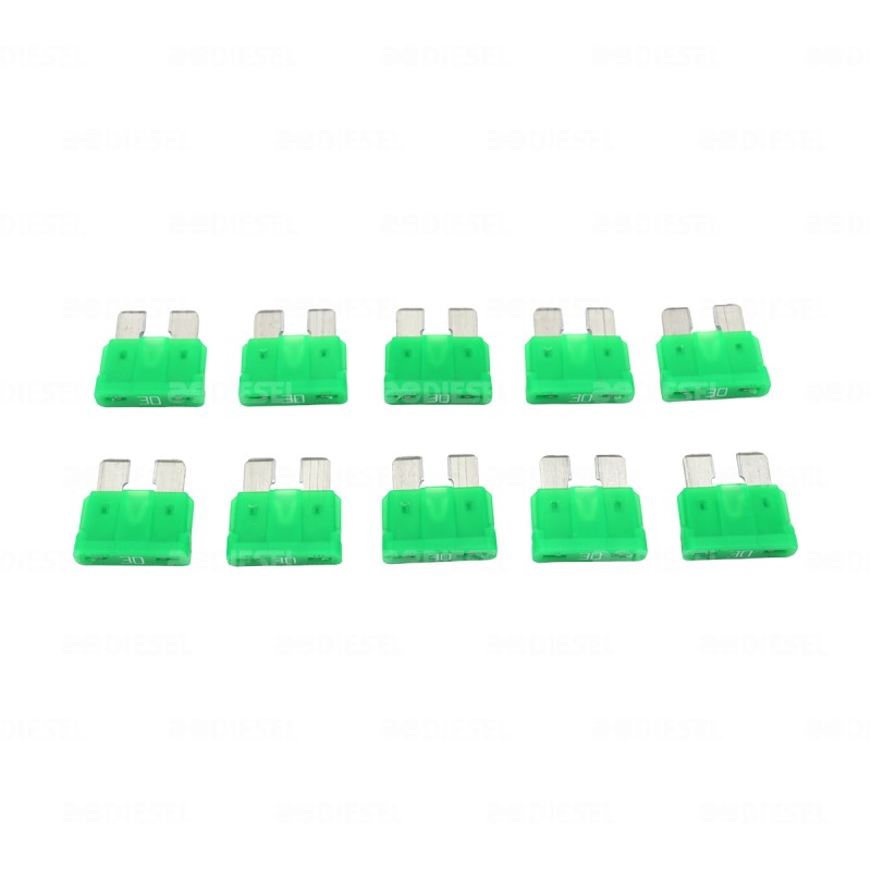 FUSIBLE 30A CLAVIJA VERDE KIT 10PZAS