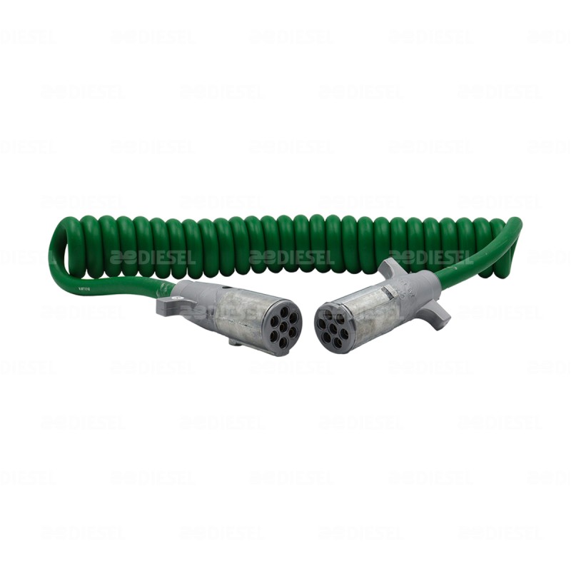 CABLE ESPIRAL / CONECTOR 7 VÍAS VERDE MACHO 4.57 M